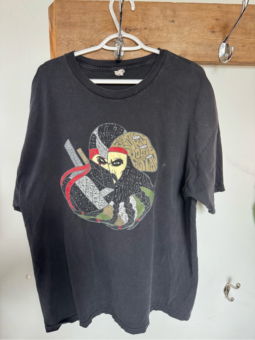 Black Graphic Tee with Multicolor Illustration - Men's Shirt